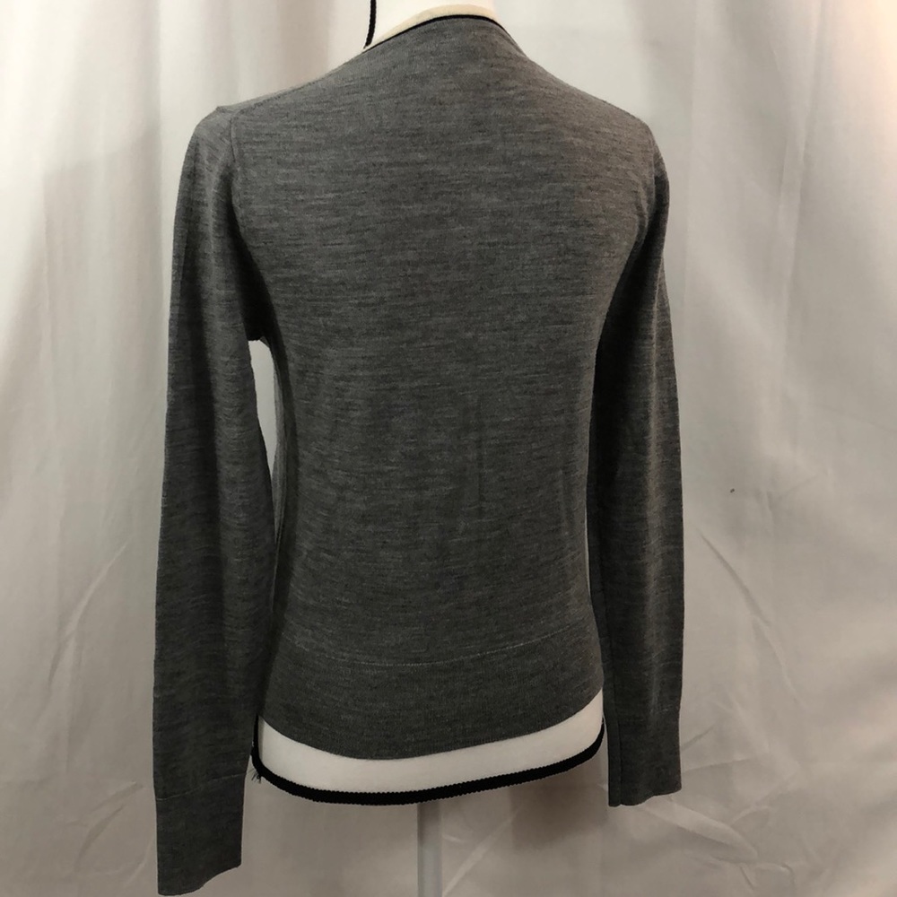 J.Crew merino wool heather gray & white M cardigan - Picture 4 of 8